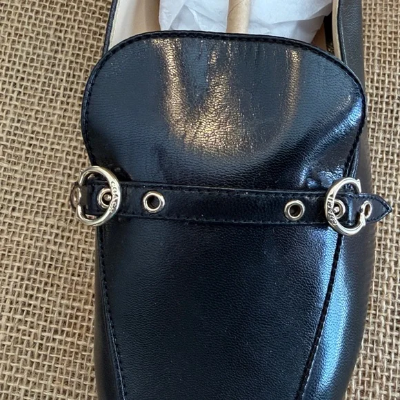 Coach Black Leather Flats with Gold Accents, Never worn, size 10 - Picture 4 of 5